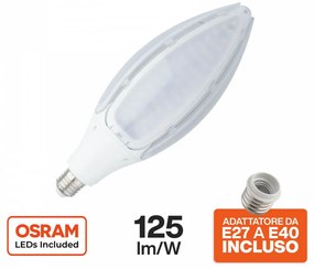 Lampada LED 50W, 125lm/W, E27 + Adattatore E40 Colore  Bianco Naturale 4.000K