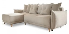 Divano letto angolare in velluto a coste beige (variabile) Lazy Lukka - Miuform