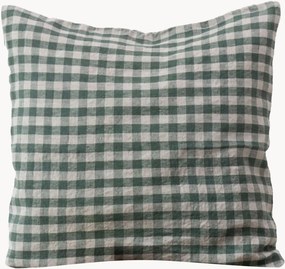 Copricuscino in lino Forest Green Gingham