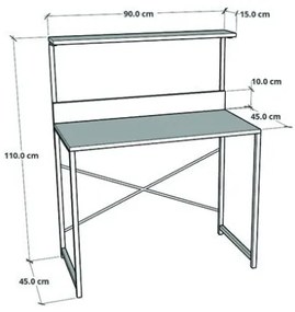 Scrivania Stile Industrial 90x45x110 Con Ripiano Superiore Adam Rovere