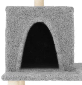 Albero per gatti con tiragraffi in sisal grigio chiaro 167 cm