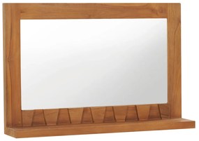 Specchio da Parete con Mensola 60x12x40 cm in Massello di Teak