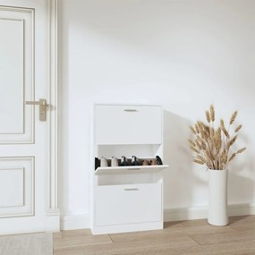 Scarpiera Bianca 59x17x108 Cm İn Legno Multistrato /
