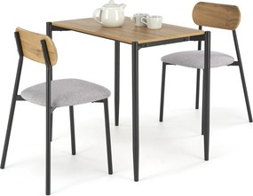 Set tavolo + 2 sedie Nando in legno naturale/nero