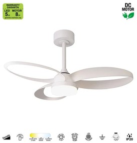 Ventilatore da soffitto Infinity bianco, Ø 92.6 cm, CCT, dimmerabile, MANTRA IP20