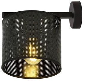 Applique Industrial 1 Luce Cigno In Acciaio Nero E Paralume A Cilindro