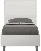 Letto imbottito Singolo 80x200 cm Focus - Bianco,Similpelle,Contenitore