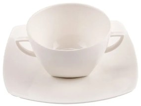 Tazze Colazione con Piattino Asian Square in Porcellana New Bone