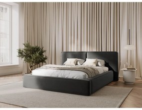 Letto matrimoniale imbottito grigio in velluto con contenitore con rete inclusa 180x200 cm Arendal – Cosmopolitan Design