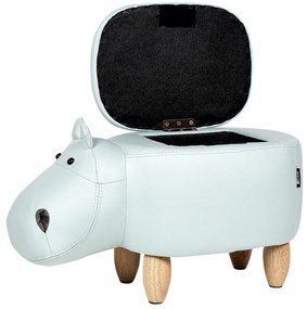 Pouf animaletto velluto azzurro e legno chiaro HIPPO Beliani