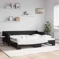 Divano Letto con Letto Estraibile Nero 90x200 cm in Tessuto 3197428