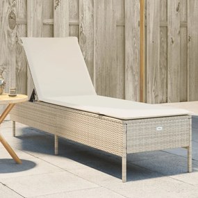 Lettino Prendisole Con Cuscini Beige İn Polyrattan /