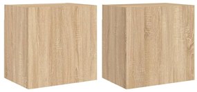 Mobili tv muro 2pz rovere sonoma 40,5x30x40cm legno multistrato