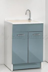 Colavene Swash mobile lavatoio 50x45 due ante con tavola lavapanni in legno massello Celeste lucido