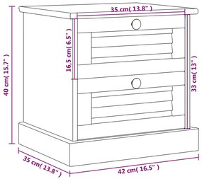 Comodino VIGO Grigio 42x35x42 cm in Legno Massello di Pino