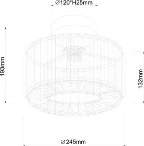 Plafoniera da soffitto VETRO, 1xE27/15W/230V, Ø 24,5 cm, cromo opaco