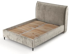 Letto matrimoniale imbottito beige con spazio contenitivo e rete 180x200 cm Shell - Maison de Rêve