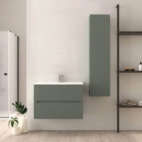 Mobile da bagno verde opaco cannettato 80 cm Riga