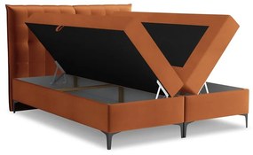 Letto boxspring color terracotta con contenitore 140x200 cm Mikana – Makamii