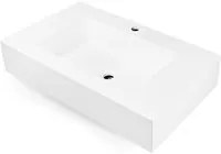 Ogomondo top lavabo sospeso in materiale marmo resina finitura asfalto *** misure 100x46x15 cm, tinta bianco, confezi...