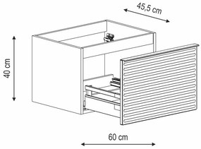 Mobile da bagno sotto lavabo Pixel stripes grigio carbone laccato opaco L 60 x H 40 x P 45.5 cm 1 cassetto, lavabo non incluso