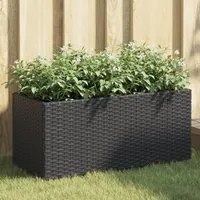 Fioriere da Giardino con 2 Vasi Nere 72x30x32 cm in Polyrattan 3210528