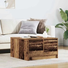 Tavolino Da Salotto Con Cassetti Legno Antico 70,5x70x40 Cm /