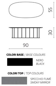 Tavolino D90 cm con base in metallo Nero e piano in vetro Fumč MUTE