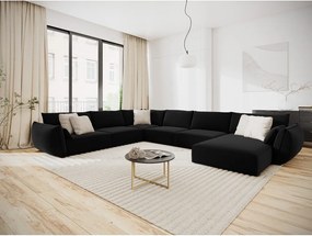 Divano angolare nero (con penisola a sinistra/a U) con rivestimento in velluto Vanda – Mazzini Sofas