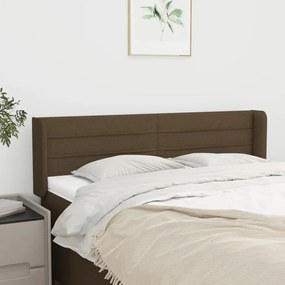 Testiera Ad Orecchio Marrone Scuro 147x16x78/88 Cm İn Tessuto /