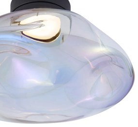 Plafoniera di design nera con vetro arcobaleno - Gemma