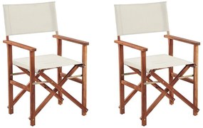 Set di 2 sedie in legno di acacia scuro e bianco sporco CINE Beliani