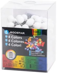 Aigostar - LED Catena luminosa natalizia da esterno 100xLED/3xAA/8 funzioni 10,3 m IP44 multicolore