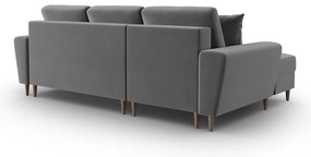 Divano angolare grigio chiaro allungabile e con contenitore (con penisola a sinistra/con chaise lounge) con rivestimento in velluto Kyoto – Cosmopolitan Design