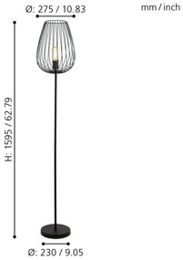 Eglo 49474 - Lampada da terra NEWTOWN 1xE27/60W/230V