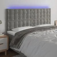 Testiera a LED Grigio Chiaro 160x5x118/128 cm in Velluto 3122912