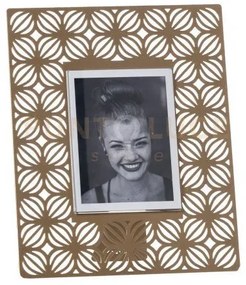 Portafoto di design ikat piccolo oro laccato in ferro e polimetilme...