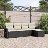 Set Divani da Giardino 5 pz con Cuscini in Polyrattan Nero 3252423