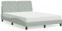 Letto con Materasso Grigio Chiaro 140x190 cm in Velluto 3208652