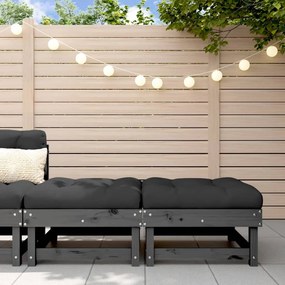 Poggiapiedi Giardino Con Cuscini 2pz Legno Massello Pino Grigio /
