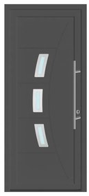 Portoncino d'ingresso 20021 L 90 x H 210 cm in PVC antracite, apertura spingere a sinistra, falso telaio non incluso