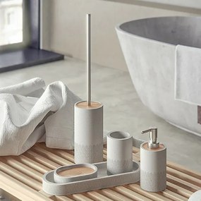 Set bagno dispenser sapone e porta spazzolino grigio Afrodite
