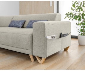 Divano angolare beige allungabile e con contenitore (con penisola a sinistra/a L) Classy Sophie – Miuform