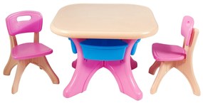 Costway Set Tavolo e sedie per bambini con capacità di peso 80kg, contenitore smontabile 70x70x50cm, Colorato