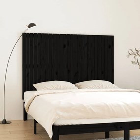 Testiera Da Parete Nera 166x3x110 Cm İn Legno Massello Di Pino /