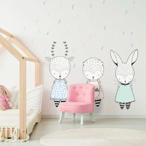 Animali con coriandoli color pastello - adesivi da parete | Inspio