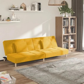 Divano Letto A 2 Posti Con 2 Cuscini Giallo İn Tessuto /