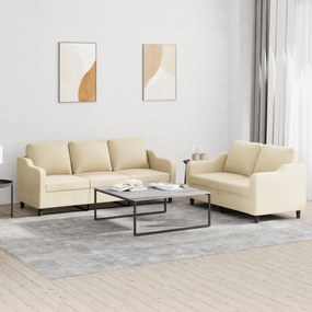 Set Di Divani 2 Pz Con Cuscini Crema İn Tessuto /