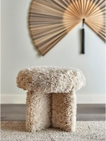 Poggiapiedi beige con rivestimento in pelliccia sintetica Frikka – Bloomingville