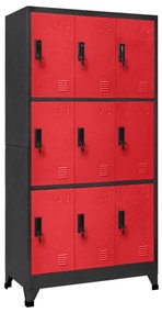 Armadietto Con Serratura Antracite E Rosso 90x45x180cm Acciaio /